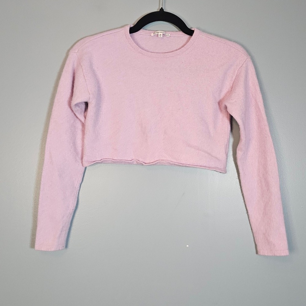 Reformation Women's‎ Cashmere Crew Neck Cropped Sweater Lilac Size XS